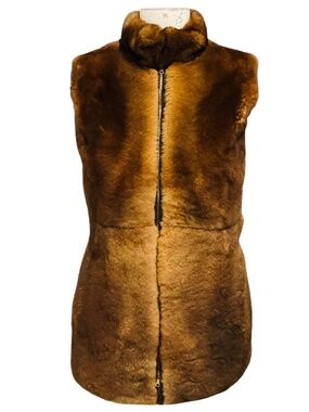 Max Mara Brown Rabbit Fur and Wool Vest